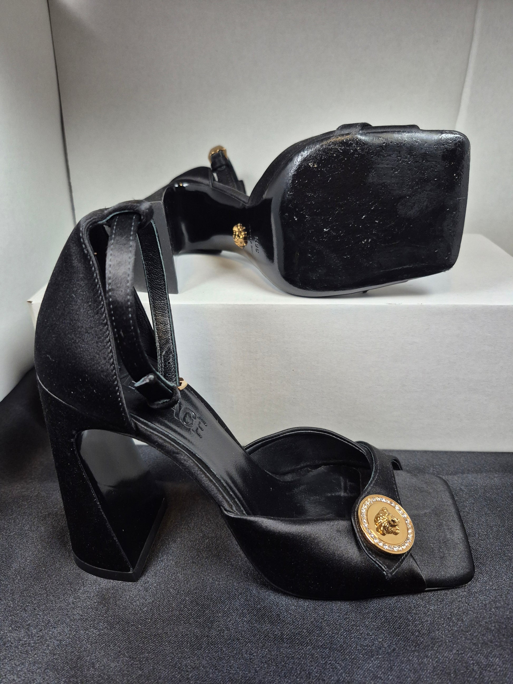 Versace Medusa Medallion Ankle-Strap Sandals