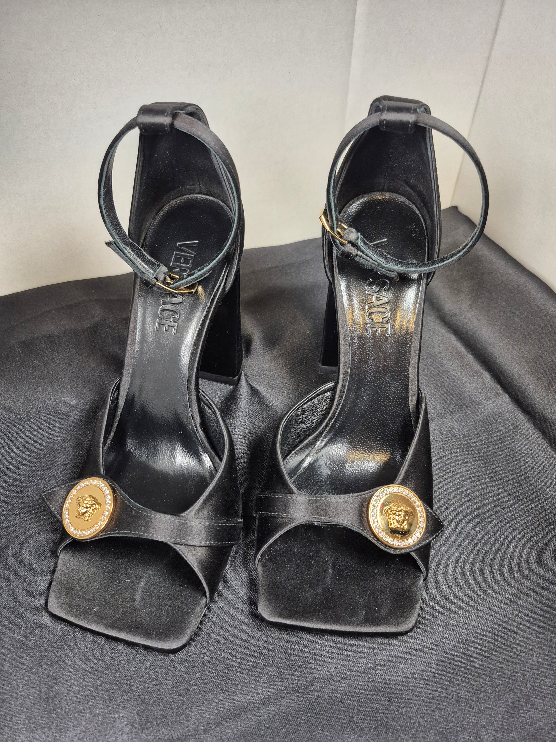 Versace Medusa Medallion Ankle-Strap Sandals