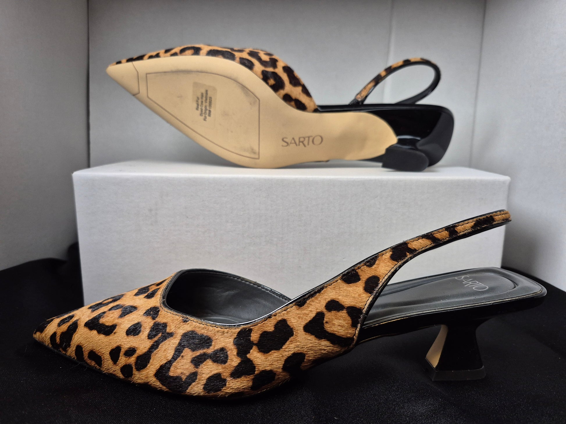 SARTO by Franco Sarto Women's Devin Slingback Half D'Orsay Pointed Toe Kitten Heel Pump Size 9.5 EU 40.5